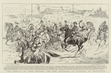 Lord Brassey, den nye guvernør i Victoria, ankommer til Melbourne